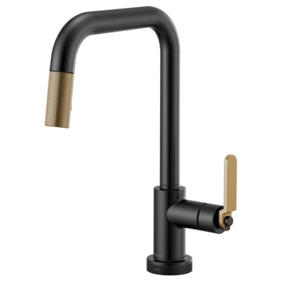 LITZE SmartTouch Pull-Down Kitchen Faucet with Square Spout and Industrial  Handle, Matte Black / Luxe Gold