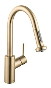 Hansgrohe Talis S² 1.75 GPM 2-Spray Pull-Down Prep Kitchen Faucet, H04286 Brushed Gold Optic