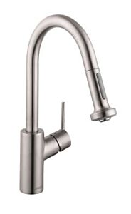 Hansgrohe Talis S² 1.75 GPM 2-Spray Pull-Down Prep Kitchen Faucet, H04286 Steel Optic