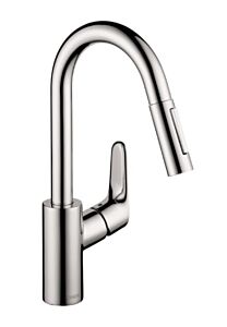 Hansgrohe Focus 1.75 GPM 2-Spray Pull-Down, Prep Kitchen Faucet,  Chrome