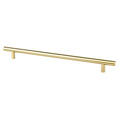 Tempo 10-1/8" (256mm) Center to Center, 12-7/16" (316mm) Overall Length Modern Brushed Gold Cabinet Handle / Pull, Berenson Hardware
