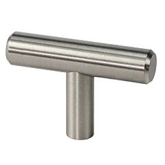 Rok Hardware Contemporary Metal Kitchen Cabinet T Knob Pull, Brushed Nickel, 2" (50mm) Overall Length