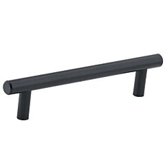 Signature Euro Style Solid Metal Bar Pull / Handle Flat Black 5-1/32" Hole Centers, 6-5/8" Overall Length