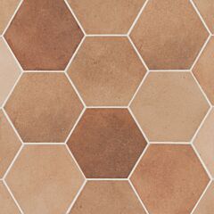 Celine 4" x 5" Hexagon Matte Porcelain Floor & Wall Tile in Cotto