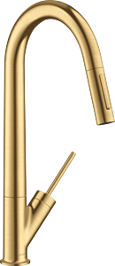 Hansgrohe AXOR Starck HighArc Kitchen Faucet 2-Spray Pull-Down, 1.75 GPM in Brushed Gold Optic