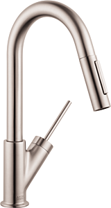 Hansgrohe AXOR Starck Prep Kitchen Faucet 2-Spray Pull-Down, 1.75 GPM in Steel Optic