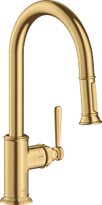 Hansgrohe AXOR Montreux HighArc Kitchen Faucet 2-Spray Pull-Down, 1.75 GPM in Brushed Gold Optic