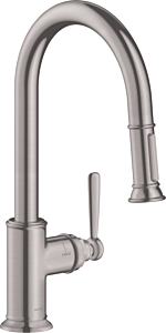Hansgrohe AXOR Montreux HighArc Kitchen Faucet 2-Spray Pull-Down, 1.75 GPM in Steel Optic