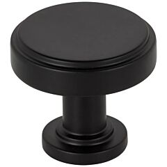 Jeffrey Alexander Richard Collection Matte Black Cabinet Hardware Knob, 1-1/4" (32mm) Diameter