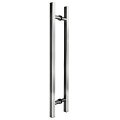 Back-to-Back Square Ladder Handle with Square Mounting Rods, 36" (914.5mm) Center to Center, 48" (1219mm) Height, Polished Chrome and Stainless Steel