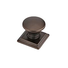 Traditional Square Base Style Brushed Oil Rubbed Bronze Cabinet Hardware Knob, 1-1/4 (32mm) Inch Overall Diameter