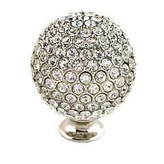 Swarovski Crystal Encrusted Style Polished Nickel and Crystal Cabinet Hardware Knob, 1-11/32 (34mm) Inch Overall Diameter
