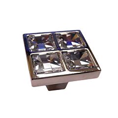 Swarovski Crystal Square Style Crystal and Chrome Cabinet Hardware Knob, 1-1/16 (27mm) Inch Overall Length