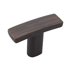 Transitional Flat T Finger Pull Brushed Oil-Rubbed Bronze Cabinet Hardware Knob, 1-1/2 Inch Overall Length
