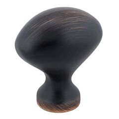 Classic Football Style Brushed Oil Rubbed Bronze Cabinet Hardware Knob, 1-3/16 (30mm) Inch Overall Length