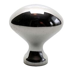 Classic Football Style Chrome Cabinet Hardware Knob, 1-3/16 (30mm) Inch Overall Length