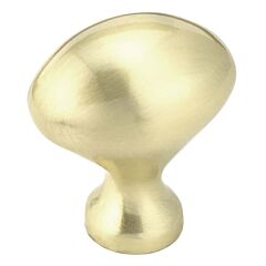 Classic Football Style Satin Brass Cabinet Hardware Knob, 1-3/16 (30mm) Inch Overall Length