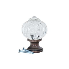 Crystal Clear Acrylic Pumpkin Style, Brushed Oil-Rubbed Bronze Cabinet Hardware Knob, 1-3/32 Inch Diameter (Knobs)