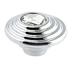 Ripple Style Crystal and Chrome Cabinet Hardware Knob, 2-1/16 (52mm) Inch Overall Length