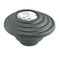 Ripple Style Graphite and Crystal Cabinet Hardware Knob, 2-1/16 (52mm) Inch Overall Length