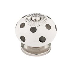 Bug Style Chrome and White Cabinet Hardware Knob, 1-9/16 (40mm) Inch Overall Diameter