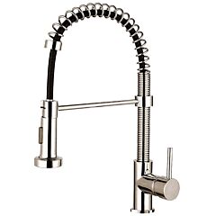 Piatto Single Handle Pull Down Sprayer Coil Spring Kitchen Sink Faucet Brushed Nickel