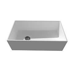 Nova Europa 33” Apron Style Single Bowl Kitchen Sink with Offset Drain, White