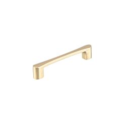 Houston Style 5-1/32" (127.5mm) Center to Center, Overall Length 5-21/32" Satin Brass Cabinet Pull/Handle
