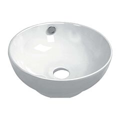 Round Bowl Shaped Vessel Bathroom Sink, 16-1/2” Diameter x 7”, Bisque Porcelain
