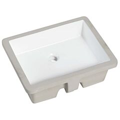 Modern Rectangle Large Under-mount or Vessel Bathroom Sink, 19-5/8” x 15-3/4” x 6-5/8”, White Porcelain