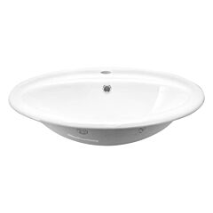 Canal Oval Drop-In Bathroom Vanity Sink, 21-3/4" x 18-5/8 ", White Porcelain
