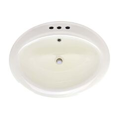 Canal Oval Shaped Drop-In 3-Hole Bathroom Vanity Sink, 22-3/8" x 18-1/4", Ivory Porcelain