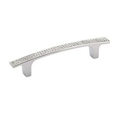 Opulent Style 3-3/4 Inch (96mm) Center to Center, Overall Length 5-7/16 Inch Crystal and Chrome Kitchen Cabinet Pull/Handle