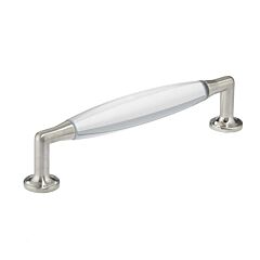 Balance Style 6-5/16" (160mm) Center to Center, Overall Length 7-1/4" Clear and Brushed Nickel Kitchen Cabinet Pull/Handle