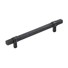 Contemporary Forged Iron Style 6-5/16 Inch (160mm) Center to Center, 8-13/16 Overall Length Inch Rustic Black Kitchen Cabinet Pull/Handle