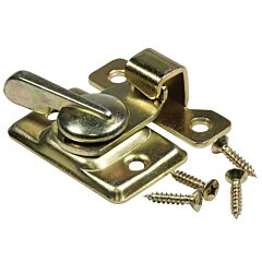 Cam-Action Window Sash Lock Latch and Keeper, Brass Plated Steel