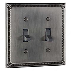 Rok Hardware Decorative Traditional Light Switch Plate, Double Toggle Switch Plate Brushed Nickel