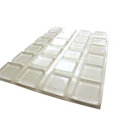 Large Clear Square Self-Adhesive Rubber Bumpers 1" x 0.18", 25 Pack