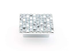 Mosaic Polished Chrome Contemporary Square Kitchen Cabinet Drawer Knob, 1-7/8" Diameter
