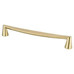 Domestic Bliss 8-13/16" (224mm) Center to Center, 9-3/4" (248mm) Overall Length Modern Brushed Gold Cabinet Handle / Pull, Berenson Hardware