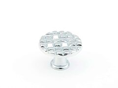Mosaic Polished Chrome Contemporary Small Round Kitchen Cabinet Drawer Knob, 1-1/8" Diameter