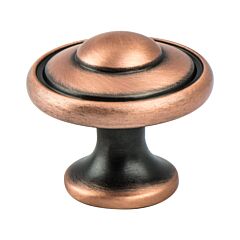 Euro Traditions 1-3/16" (30.5mm) Overall Diameter Brushed Antique Copper Knob