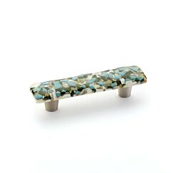 Ice 3" (76mm) Center to Center, 4-1/2" (114mm) Length, Green/Blue Pebbles Stainless Steel Cabinet Pull/ Handle