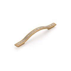 Skyevale 5-1/16" (128mm) and 6-5/16" (160mm) Center to Center, 7-1/2" (190.5mm) Length, Signature Satin Brass with Crystals Cabinet Pull/ Handle