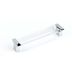 Positano 5-1/16" (128mm) Center to Center, 5-3/8" Length, Polished Chrome and Clear, Cabinet Pull / Handle