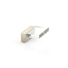 Positano 5/8" (16mm) Length, Square Angled Satin Nickel and Clear, Cabinet Pull / Handle
