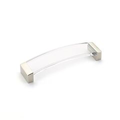 Positano Arched 5-1/16" (128mm) Center to Center, 5-3/8" Length, Satin Nickel and Clear, Cabinet Pull / Handle