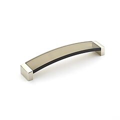 Positano Arched 6-5/16" (160mm) Center to Center, 6-5/8" Length, Satin Nickel and Smoke, Cabinet Pull / Handle