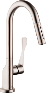 Hansgrohe AXOR Citterio Prep Kitchen Faucet 2-Spray Pull-Down, 1.75 GPM in Steel Optic
