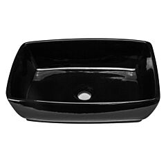 Tub Rectangular Vessel Bathroom Sink,18-3/4” x 13-1/4” x 5-1/2”, Black Porcelain